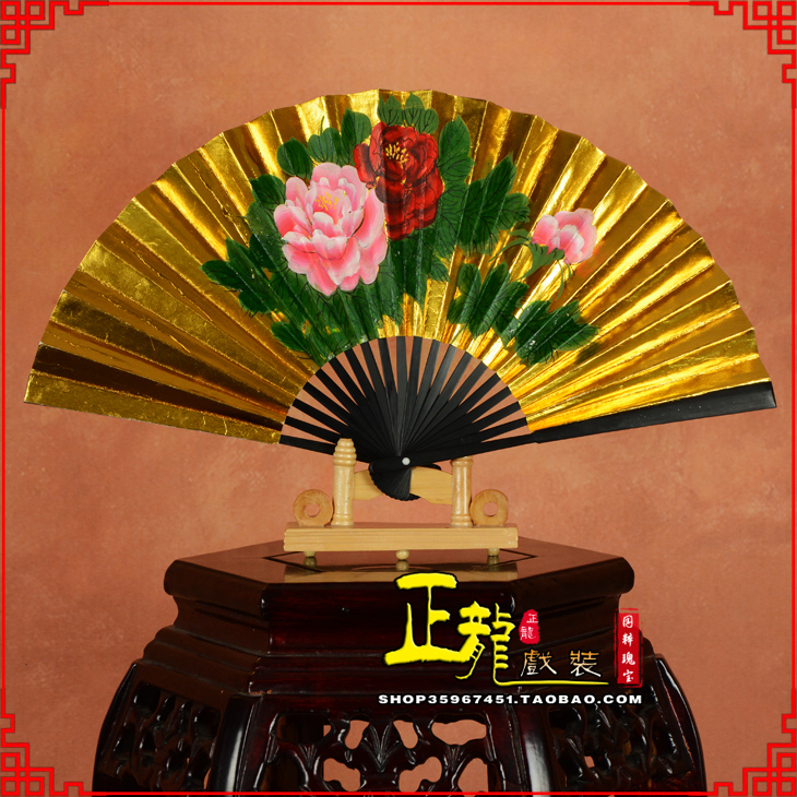 成都京剧戏曲戏剧贵妃醉酒牡丹折扇儿童扇子7寸8寸9寸 金扇