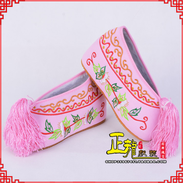 成都花旦鞋女绣花彩鞋 舒适款草花内高彩鞋